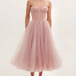 Milla Misty Rose Strapless Tulle Midi Dress (Retail: $540)